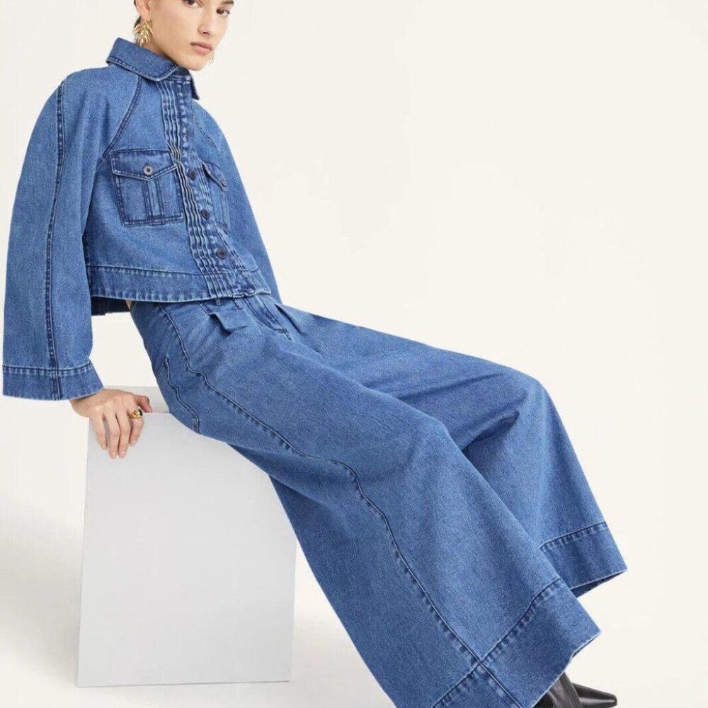 Merlette Verne Buttondown Denim Jacket Top Swing … - image 4